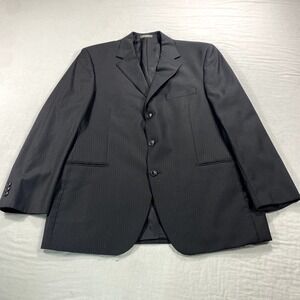 Arnold Brant Blazer‎ Mens 44R Black Striped Wool Suit Jacket Sport Coat